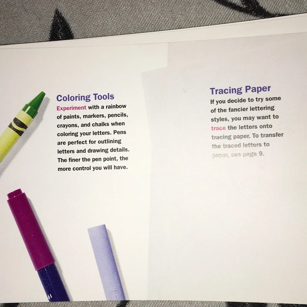American Girl Purple and Pink Letter Art Workbook